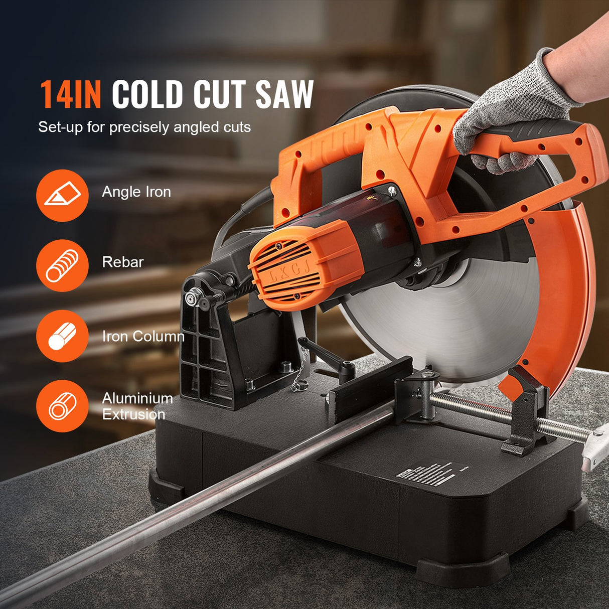 VEVOR Chop Saw, 14"/355mm Blade Diameter Cut Off Saw, 2800W 1200RPM Steel Cutting Machine, Adjustable Dry Cut Chop Saw, Miter Saw for Cutting Metal