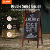 VEOVR A Frame Chalkboard Sign, 50x102 cm Double-Sided Sidewalk Signs, Freestanding Vintage Wooden Chalk Board with Chalks & Magnetic Eraser, Rustic