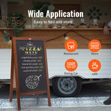 VEOVR A Frame Chalkboard Sign, 50x102 cm Double-Sided Sidewalk Signs, Freestanding Vintage Wooden Chalk Board with Chalks & Magnetic Eraser, Rustic Brown Outdoor Sandwich Board Kitchen Home Wedding - Rear View