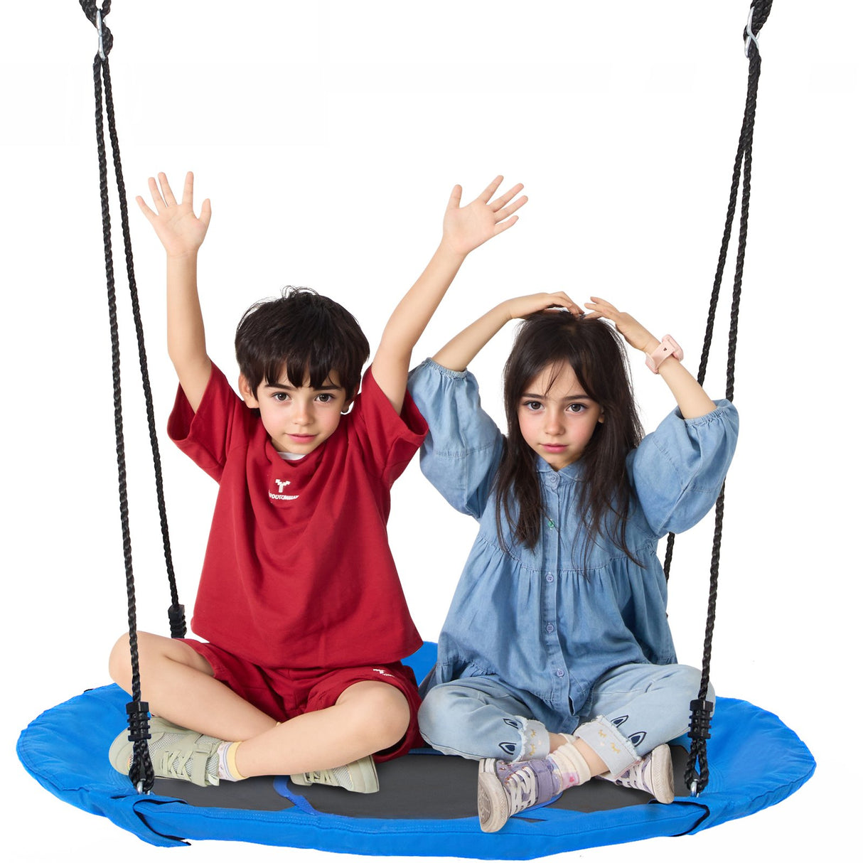 Tree Swing, 40 Inch Saucer Swing, 750lbs Weight Capacity, 900D Oxford Fabric Swing Seat with 2 Tree Hanging Straps and Adjustable Multi-Strand Ropes, Round Swing for Kids Outdoor, Blue
