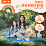 Tree Swing, 40 Inch Saucer Swing, 750lbs Weight Capacity, 900D Oxford Fabric Swing Seat with 2 Tree Hanging Straps and Adjustable Multi-Strand Ropes, Round Swing for Kids Outdoor, Blue