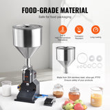 VEVOR Pneumatic Paste Liquid Filling Machine, 5-50ml Bottle Filler, Bottle Filling Machine, Stainless Steel Liquid Filler with Pedal for Milk Water Juice Essential Oil Shampoo Cosmetic Honey Lotion