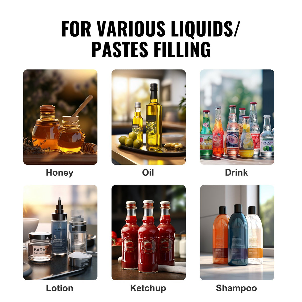 VEVOR Pneumatic Paste Liquid Filling Machine, 5-50ml Bottle Filler, Bottle Filling Machine, Stainless Steel Liquid Filler with Pedal for Milk Water Juice Essential Oil Shampoo Cosmetic Honey Lotion