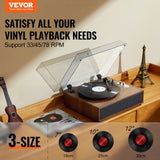 VEVOR Bluetooth Vinyl Record Player 3-Speed Belt Driven Turntable 10W Speakers - Front View