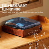 VEVOR Bluetooth Vinyl Record Player 3-Speed Belt Driven Turntable 5W Speakers - Rear View