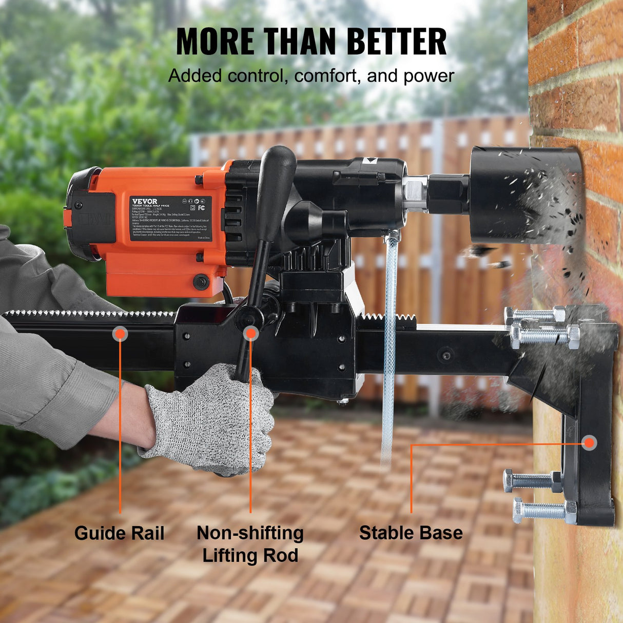 VEVOR Diamond Core Drilling Machine, 8in Wet&Dry Concrete Core Drill Rig with Stand, 750RPM Speed & 1-1/4" 5/8" Thread & Lifting Handle, 8in Drilling