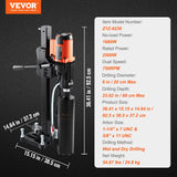 VEVOR Diamond Core Drilling Machine, 8in Wet&Dry Concrete Core Drill Rig with Stand, 750RPM Speed & 1-1/4" 5/8" Thread & Lifting Handle, 8in Drilling
