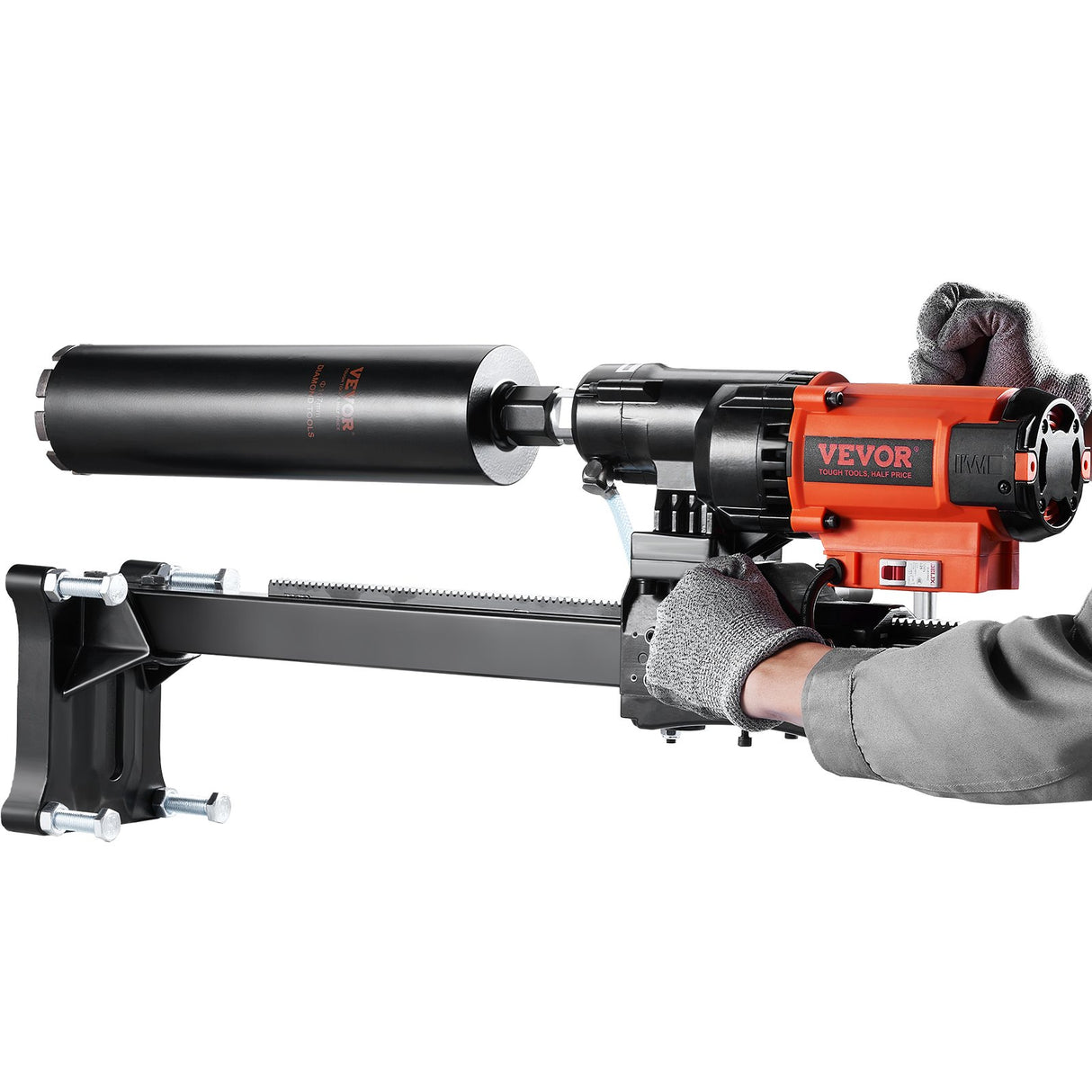 VEVOR Diamond Core Drilling Machine, 8in Wet&Dry Concrete Core Drill Rig with Stand, 750RPM Speed & 1-1/4" 5/8" Thread & Lifting Handle, 8in Drilling