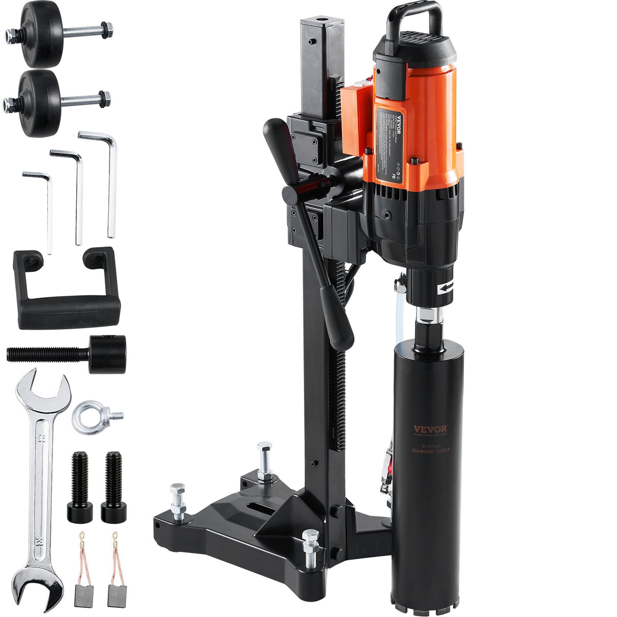 VEVOR Diamond Core Drilling Machine, 10in Wet Concrete Core Drill Rig with Stand Wheels, 750RPM Speed & 1-1/4" Thread & Lifting Handle, 10in Drilling