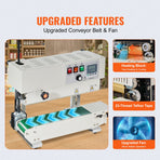 Continuous Bag Band Sealing Machine, 6-12 mm Sealing Width, Vertical Band Sealer Machine with Digital Temperature Control, Carbon Steel Bag Sealer for 0.02-0.8 mm Plastic Bags Films Membrane