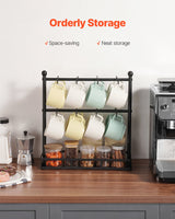 VEVOR Coffee Mug Holder for Countertop 16 Hooks Cup Rack with Storage Base - Side View