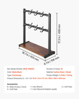 VEVOR Coffee Mug Holder for Countertop 16 Hooks Cup Rack with Wood Storage Base - Close-Up Angle