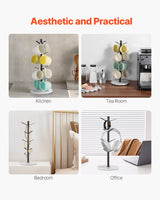 VEVOR Mug Holder Tree with Marble Base 8 Hooks Cup Tree Rack for Counter Kitchen - Top-Down View