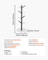 VEVOR Mug Holder Tree with Marble Base 8 Hooks Cup Tree Rack for Counter Kitchen - Close-Up Angle