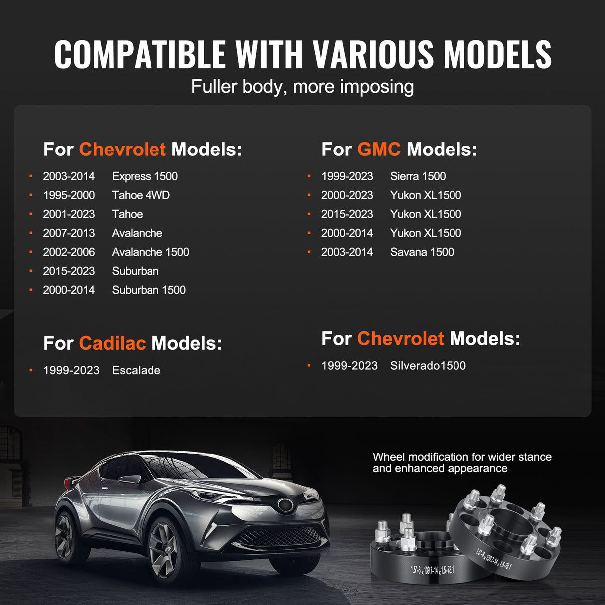 VEVOR 1.5" 6"x5" Wheel Spacers Wheel Adapters 6 Lug Forged Spacer 4 PCS Black