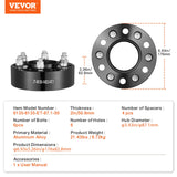 VEVOR 2" 6"x5.3" Wheel Spacers Wheel Adapters 6 Lug Forged Spacer 4 PCS Black