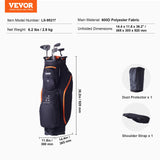VEVOR Golf Cart Bag with 14 Way Organizer Divider Top, 36” 13 Pockets Premium Cart Bag, Durable 600D Polyester Fabric Golf Bags with Handles & Dust Cover & Detachable Straps for Men & Women, Black & Orange - Close-Up Angle