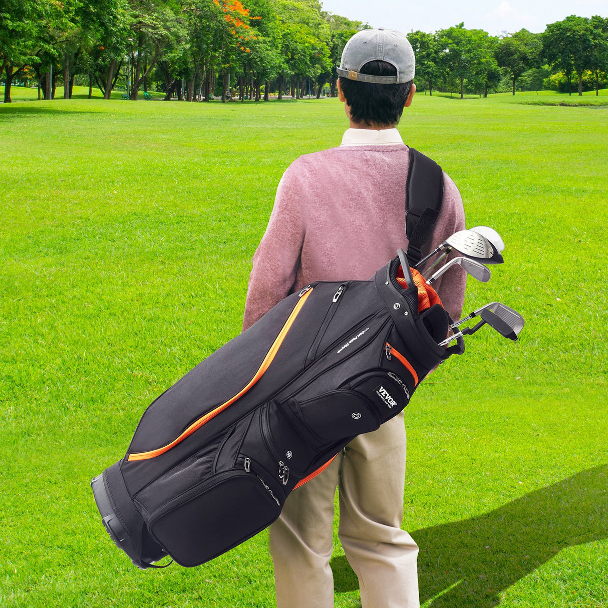 VEVOR Golf Cart Bag with 14 Way Organizer Divider Top, 36??13 Pockets Premium Cart Bag, Durable 600D Polyester Fabric Golf Bags with Handles & Dust