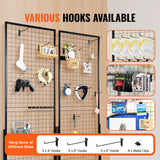 VEVOR 2' x 5.6' Grid Wall Panels Tower, 2 Packs Wire Gridwall Display Racks with T-Base Floorstanding, Double Side Gridwall Panels for Art Craft Shows, Retail Display with Extra Clips and Hooks - Top-Down View