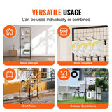VEVOR 2' x 5.6' Grid Wall Panels Tower, 2 Packs Wire Gridwall Display Racks with T-Base Floorstanding, Double Side Gridwall Panels for Art Craft Shows, Retail Display with Extra Clips and Hooks - Rear View