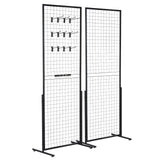 VEVOR 2' x 5.6' Grid Wall Panels Tower, 2 Packs Wire Gridwall Display Racks with T-Base Floorstanding, Double Side Gridwall Panels for Art Craft Shows