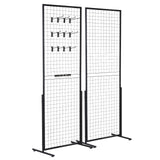 VEVOR 2' x 5.6' Grid Wall Panels Tower, 2 Packs Wire Gridwall Display Racks with T-Base Floorstanding, Double Side Gridwall Panels for Art Craft Shows, Retail Display with Extra Clips and Hooks - Extra Image