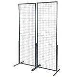 VEVOR 2' x 5.6' Grid Wall Panels Tower, 2 Packs Wire Gridwall Display Racks with T-Base Floorstanding, Double Side Gridwall Panels for Art Craft Shows