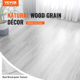 VEVOR Interlocking Vinyl Floor Tiles 48 x 7.3 inch, 10 Tiles 5.5mm Thick Snap Together, Light Gray Wood Grain DIY Flooring for Kitchen, Dining Room,