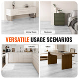 VEVOR Interlocking Vinyl Floor Tiles 48 x 7.3 inch, 10 Tiles 5.5mm Thick Snap Together, Light Gray Wood Grain DIY Flooring for Kitchen, Dining Room,