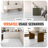 VEVOR Interlocking Vinyl Floor Tiles 48 x 7.3 inch, 10 Tiles 5.5mm Thick Snap Together, Light Gray Wood Grain DIY Flooring for Kitchen, Dining Room, Bedrooms & Bathrooms, Easy for Home Decor - Rear View