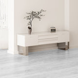VEVOR Interlocking Vinyl Floor Tiles 48 x 7.3 inch, 10 Tiles 5.5mm Thick Snap Together, Light Gray Wood Grain DIY Flooring for Kitchen, Dining Room, Bedrooms & Bathrooms, Easy for Home Decor - Low Angle