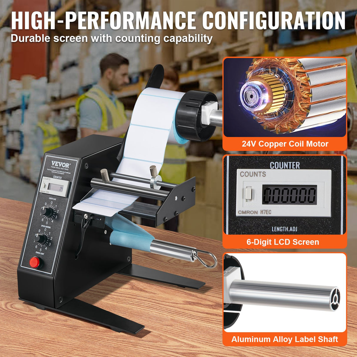 VEVOR Automatic Label Dispenser, Width 15-125 mm, Length 3-150 mm, Automatic Label Stripper Label Separating Machine, Speed Adjustable Label