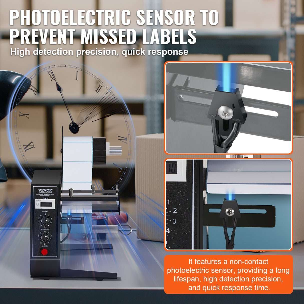 VEVOR Automatic Label Dispenser, Width 15-125 mm, Length 3-150 mm, Automatic Label Stripper Label Separating Machine, Speed Adjustable Label