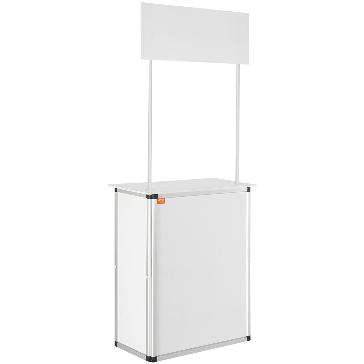 VEVOR Portable Tradeshow Podium Table, 785 x 380 x 1815 mm, Display Exhibition Counter Stand Booth Fair with Wall, Foldable Promotion Retail Bar Table Pop Up Podium with Storage Rack/Carrying Bag