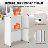 Portable Tradeshow Podium Table, 785 x 380 x 1815 mm, Display Exhibition Counter Stand Booth Fair with Wall, Foldable Promotion Retail Bar Table Pop Up Podium with Storage Rack/Carrying Bag