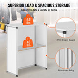 VEVOR Portable Tradeshow Podium Table, 785 x 380 x 1815 mm, Display Exhibition Counter Stand Booth Fair with Wall, Foldable Promotion Retail Bar Table Pop Up Podium with Storage Rack/Carrying Bag - Side View