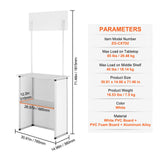 VEVOR Portable Tradeshow Podium Table, 785 x 380 x 1815 mm, Display Exhibition Counter Stand Booth Fair with Wall, Foldable Promotion Retail Bar Table Pop Up Podium with Storage Rack/Carrying Bag - Close-Up Angle