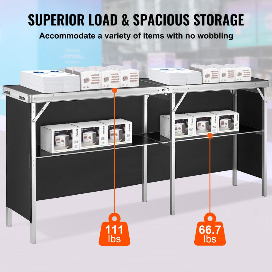 Extra Long Folding Portable Bar Table - Tradeshow Podium Table for Indoor