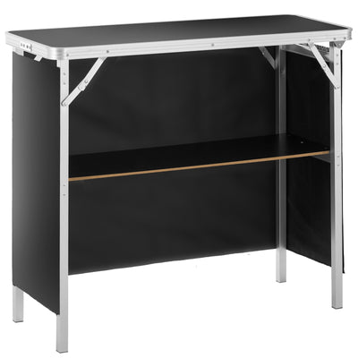 VEVOR Folding Portable Bar Table, Tradeshow Podium Table for Indoor, Outdoor, Party, Picnic, Exhibition, Includes Carrying Case, Storage Shelf and