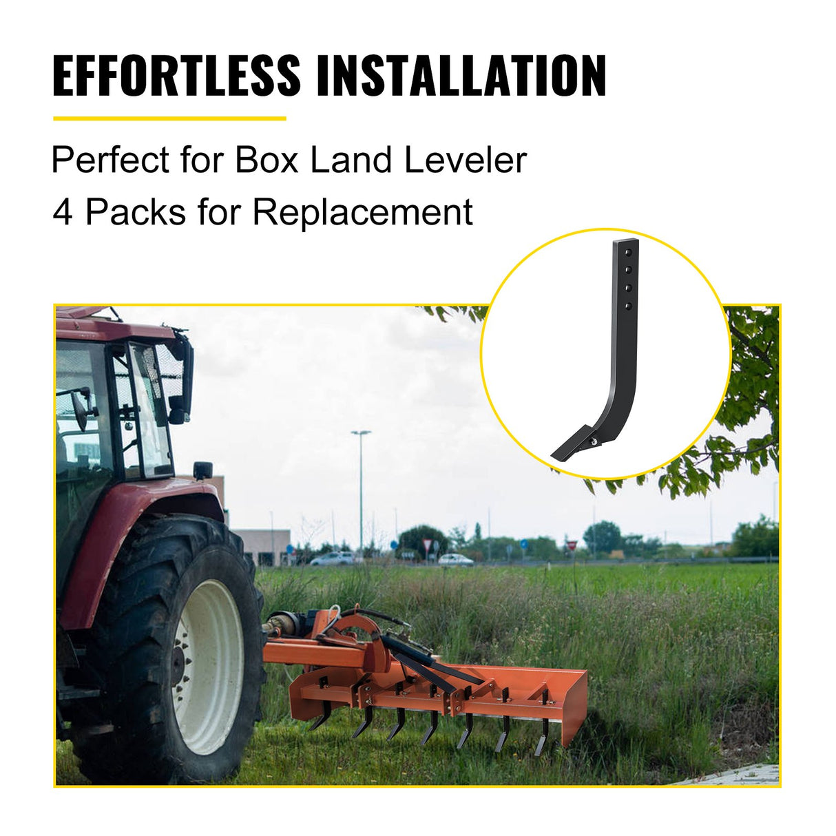 VEVOR Box Blade Shank, 46.4cm Scarifier Shank, 4 Holes Box Scraper Shank, Ripper Shank with Removable Tapered Teeth and Pins, Adjustable Shanks