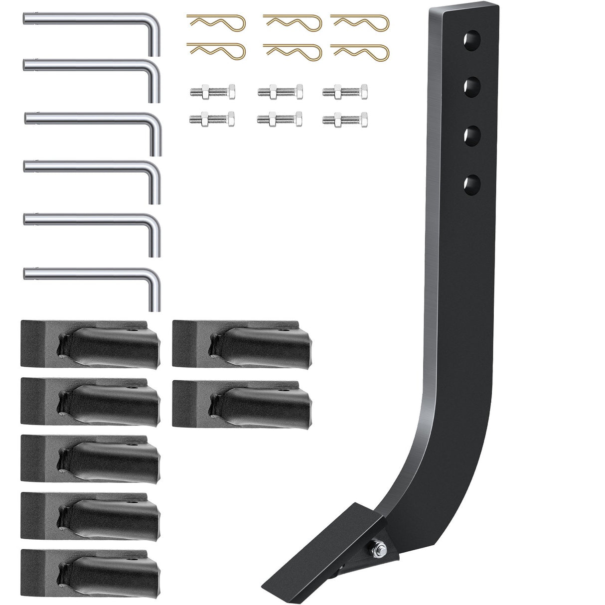 VEVOR Box Blade Shank, 46.6 cm Scarifier Shank, 4 Holes Box Scraper Shank, Ripper Shank with Removable Tapered Teeth and Pins, Adjustable Shanks