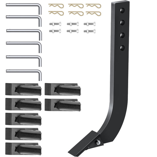 VEVOR Box Blade Shank, 46.6 cm Scarifier Shank, 4 Holes Box Scraper Shank, Ripper Shank with Removable Tapered Teeth and Pins, Adjustable Shanks Assembly for Replacement, Digging, Plowing, 6PCS