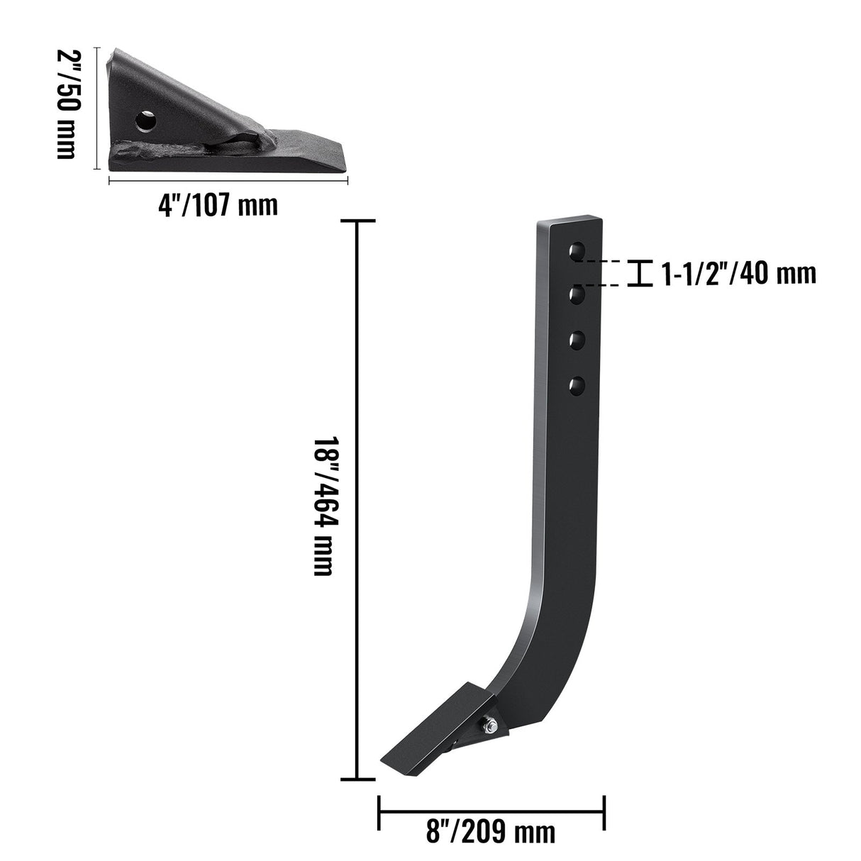VEVOR Box Blade Shank, 46.6 cm Scarifier Shank, 4 Holes Box Scraper Shank, Ripper Shank with Removable Tapered Teeth and Pins, Adjustable Shanks