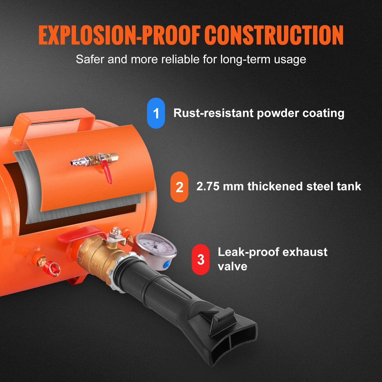 VEVOR Tire Bead Seater, 5 Gal/19L Air Tire Bead Blaster with Pressure Gauge & Handle, 145 PSI Seating Tool Inflator Tank, 85-116 PSI Operating Pressure for Car Truck ATV