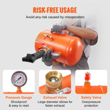 VEVOR Tire Bead Seater, 5 Gal/19L Air Tire Bead Blaster with Pressure Gauge & Handle, 145 PSI Seating Tool Inflator Tank, 85-116 PSI Operating Pressure for Car Truck ATV - Rear View