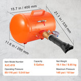 VEVOR Tire Bead Seater, 5 Gal/19L Air Tire Bead Blaster with Pressure Gauge & Handle, 145 PSI Seating Tool Inflator Tank, 85-116 PSI Operating Pressure for Car Truck ATV - Close-Up Angle