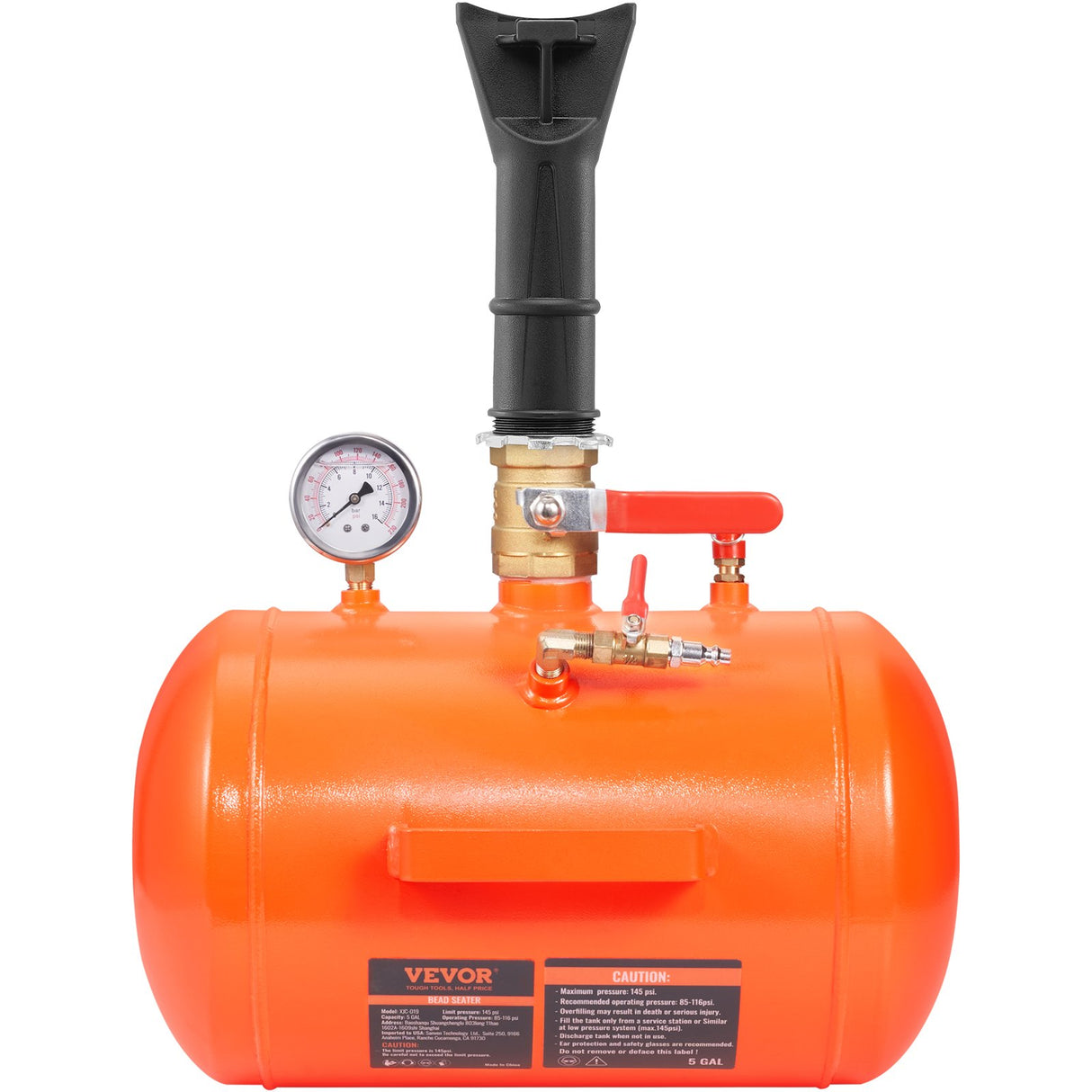 VEVOR Tire Bead Seater, 5 Gal/19L Air Tire Bead Blaster with Pressure Gauge & Handle, 145 PSI Seating Tool Inflator Tank, 85-116 PSI Operating Pressure for Car Truck ATV