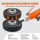 VEVOR Tire Bead Seater, 2.1 Gal/8 L Air Tire Bead Blaster, 120 PSI Handheld Bead Bazooka, Upgraded Portable Tire Inflator Tool, 85-116 PSI Operating Pressure for Tractor Truck ATV Car - Side View
