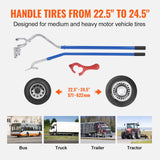 VEVOR Tire Mount Demount Tool, 571-622 mm Manual Steel Tire Changer Mount Demount Removal Tool, with Extra Bead Keeper, Tubeless Truck Bead Breaker, 3 PCS Tire Changing Tools, Orange - Side View