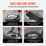 VEVOR Tire Mount Demount Tool, 571-622 mm Manual Steel Tire Changer Mount Demount Removal Tool, with Extra Bead Keeper, Tubeless Truck Bead Breaker, 3 PCS Tire Changing Tools, Orange - Rear View